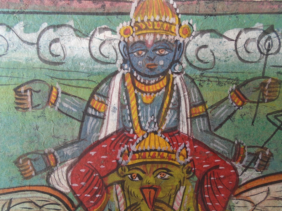 Manuscript Leaf With Vishnu and Garuda