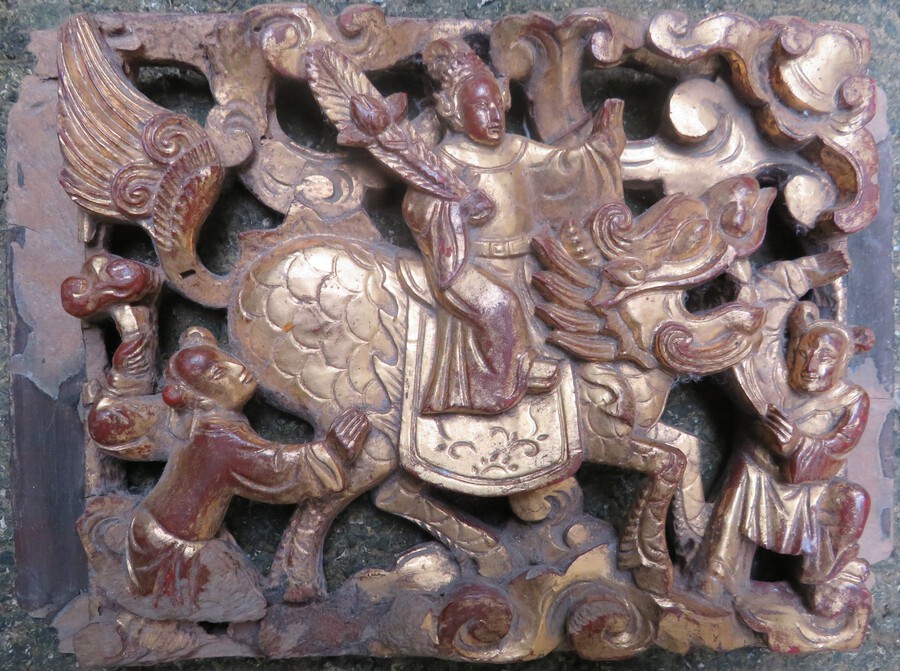 Chinese Openwork Panel of A God On A Licorne