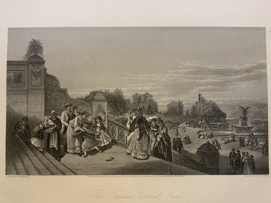 Engraving: The Terrace at Central Park