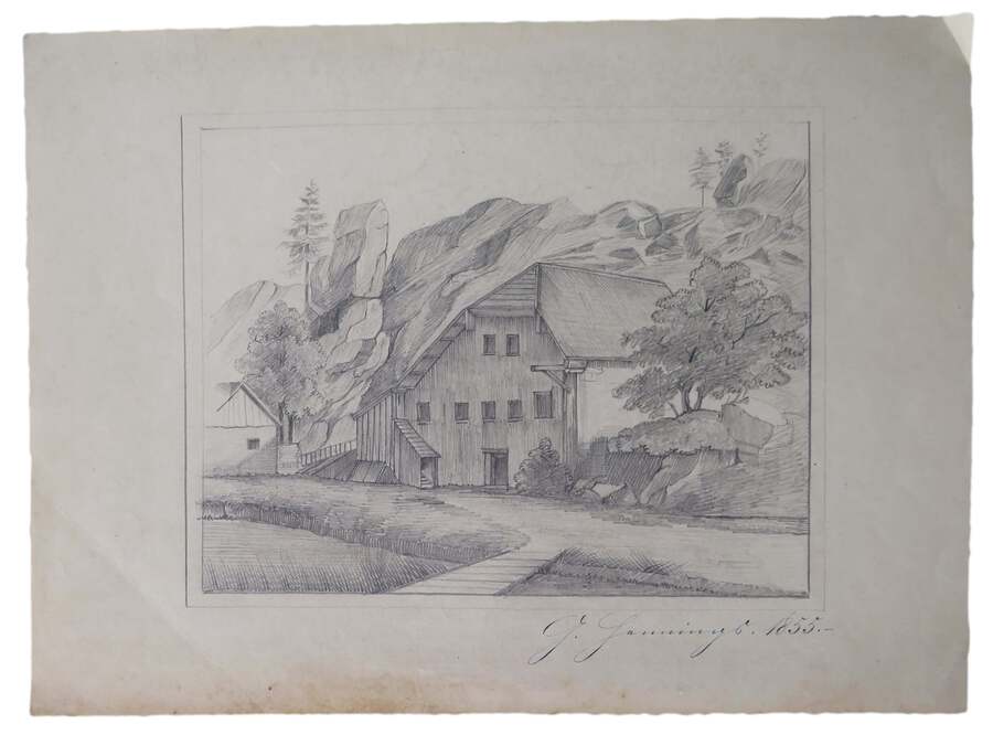 A Sketch of a Country House Beside a Stream