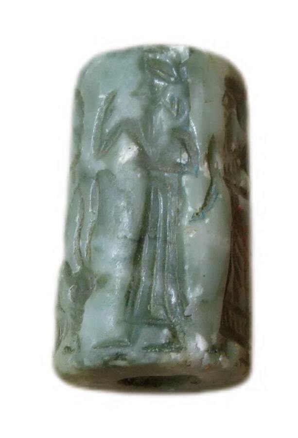 Antique Cylinder Seal Featuring Adad, the Storm God