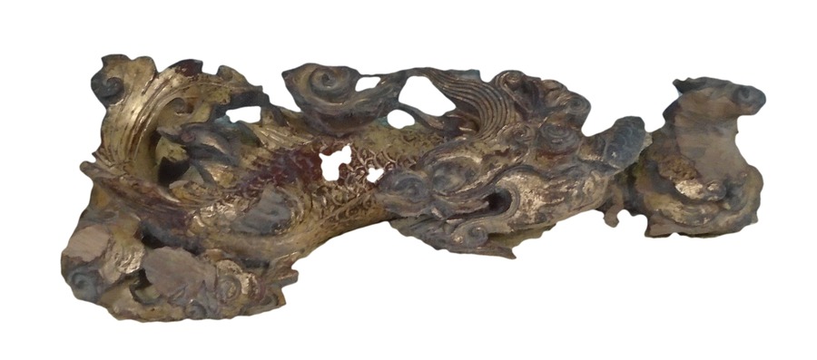 Gilt Wood Fragment in Form of a Dragon