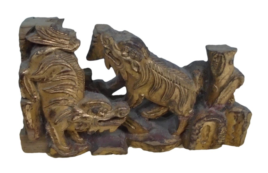 Gilt Carving of a Pair of Licornes