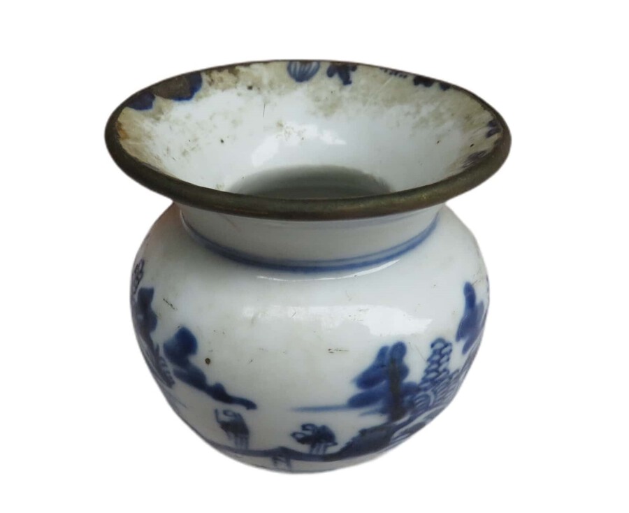 Antique Blue and White Lime Container