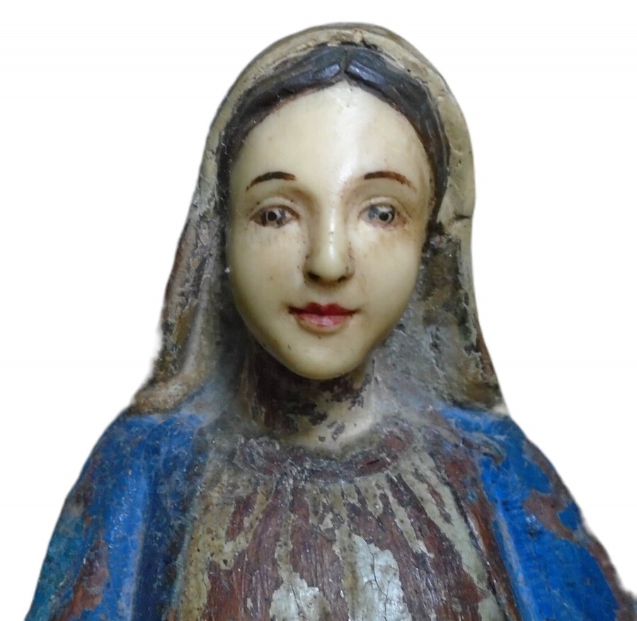 Antique Wooden Virgin Mary Statue | ANTIQUES.CO.UK