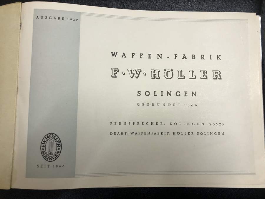 Antique AUTHENTIC F W HOLLER SOLINGEN GERMAN DAGGERS SWORD CATALOGUE 1937 