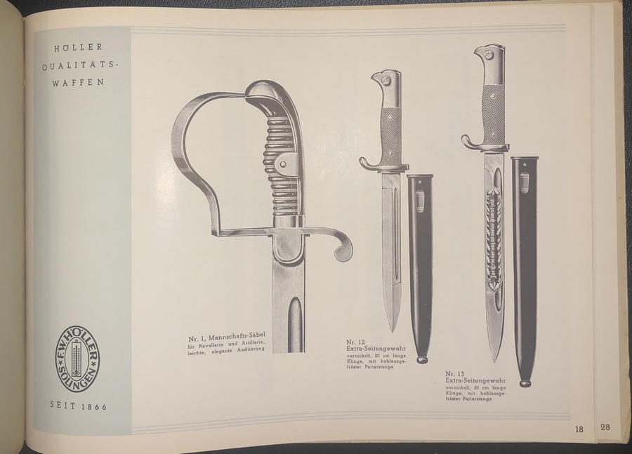 Antique Authentic F W HOLLER/ SOLINGEN German WW2 DAGGER SWORD CATALOGUE Rare 1941 Book