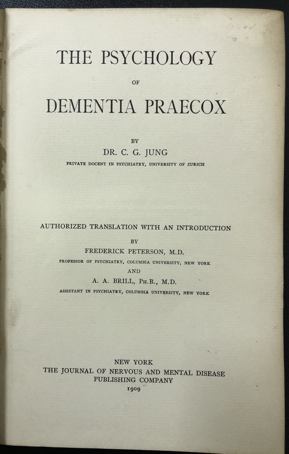 1909 CARL JUNG THE PSYCHOLOGY OF DEMENTIA PRAECOX 1ST EDITION SIGNED BY EDWARD MAPOTHER (1881-194...