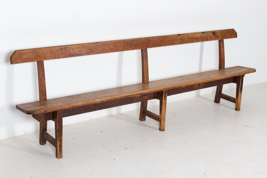 Antique 19thC Large Welsh Pine ‘Waiting Room’ Bench