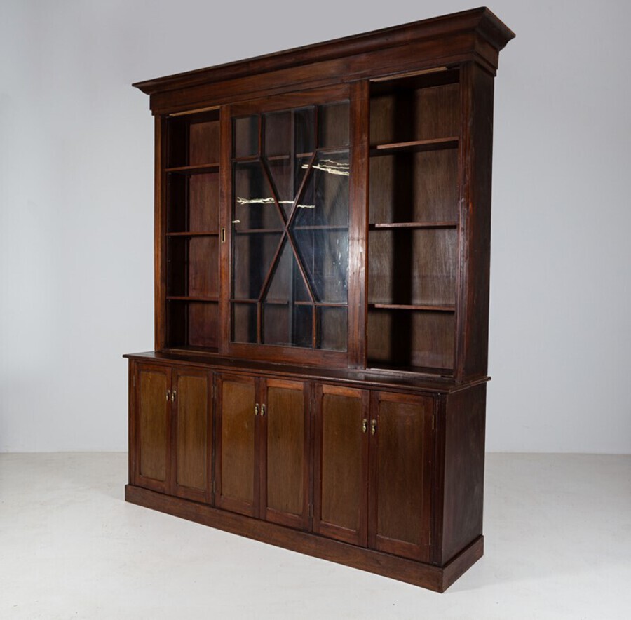 Antique Large Mahogany Astral Glazed Bookcase
