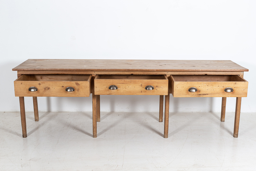 Antique Large English Pine Work/Prep Table/Dresser Base