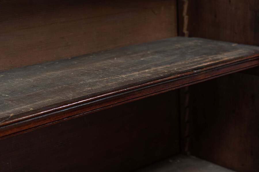Antique 19thc English Ebonised Mahogany Arched Glazed Bookcase