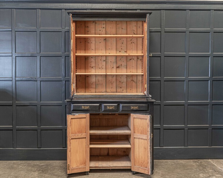 Antique 19thC Ebonised Astral Glazed Bookcase / Vitrine 