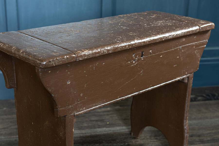 Antique Large Pine Chapel Stool/End Table with Storage, 1880s