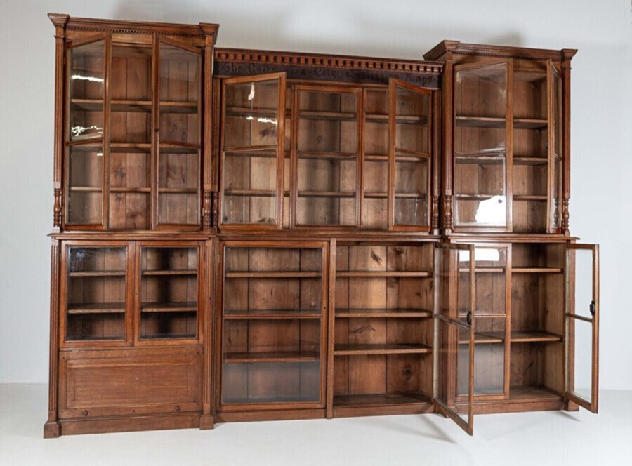 Antique 19thC Monumental Architectural Glazed Oak Bookcase