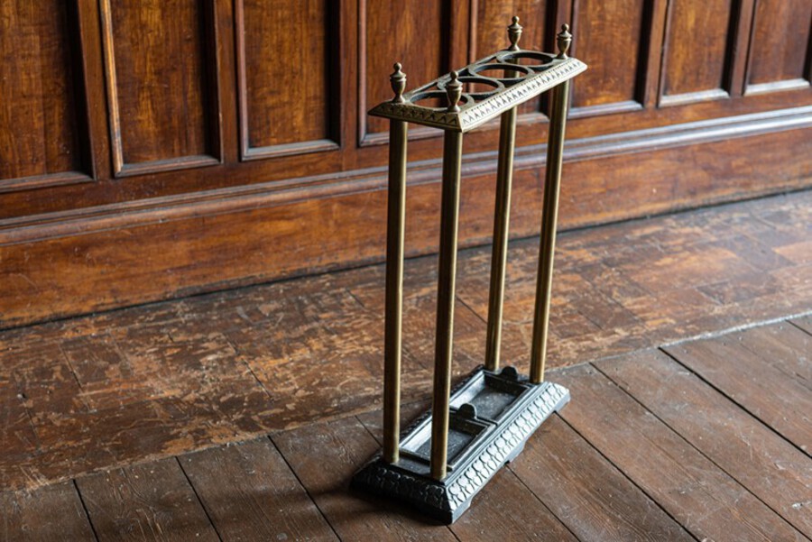 Antique 19thC English Brass & Iron Umbrella/Stick Stand