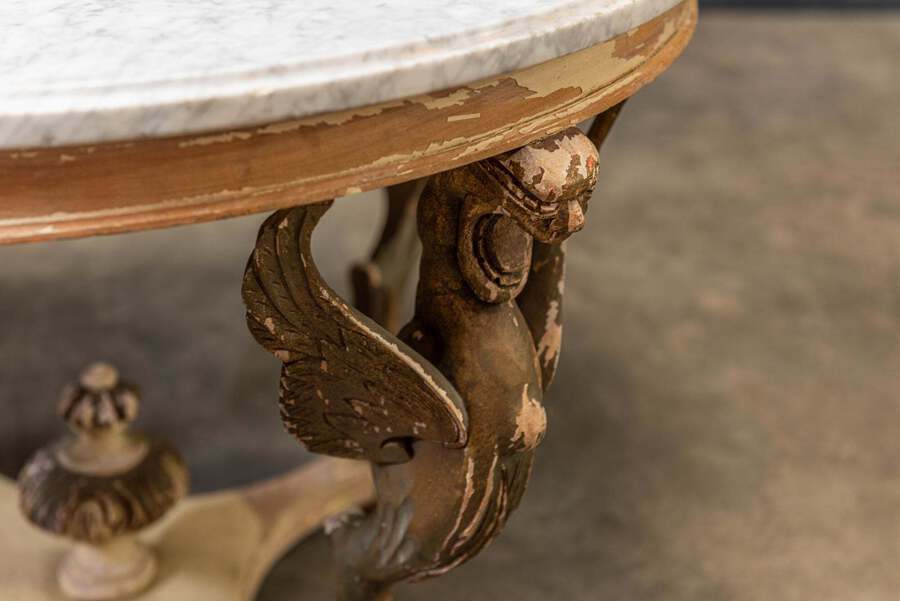 Antique Late 19th Century Italian Carved and Guilded Marble Table