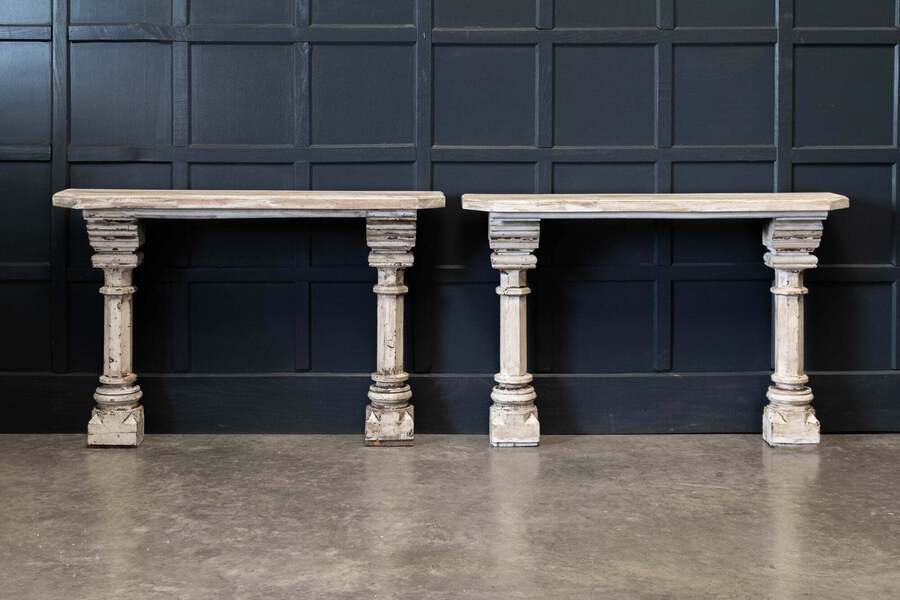 Antique 19thC English Pair of York Pulpit Console Tables