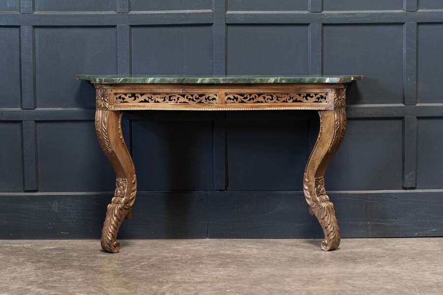 Antique 19thC French Giltwood Faux Marble Console Table