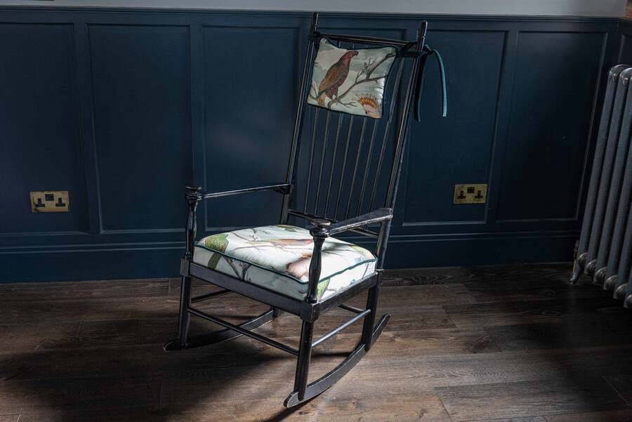 Antique Midcentury 'Isabella' Rocking Chair by Karl-Axel Adolfsson, Black Ebonized