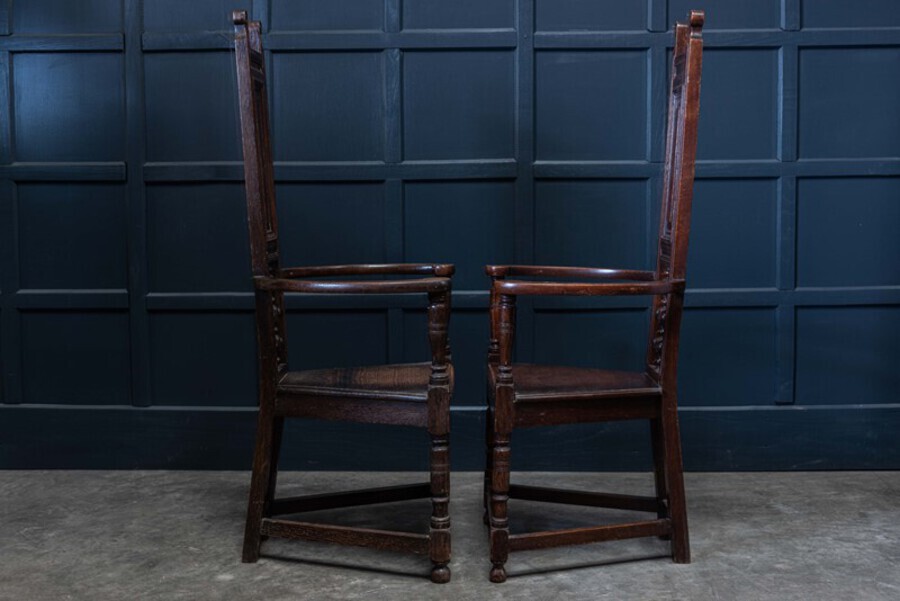 Antique Pair Arts & Crafts Oak Shakespeare Chairs