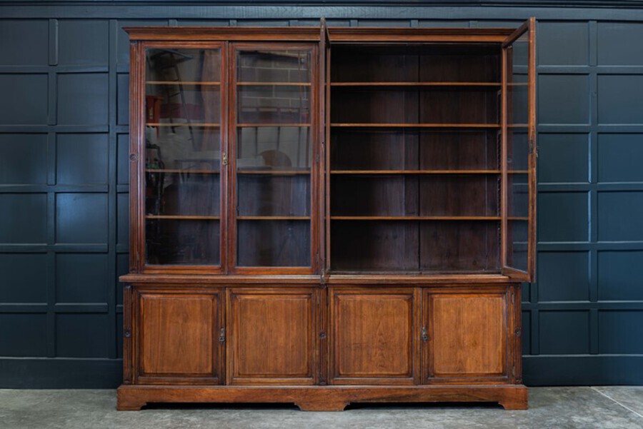 Antique Large Mahogany Glazed Country House Bookcase
