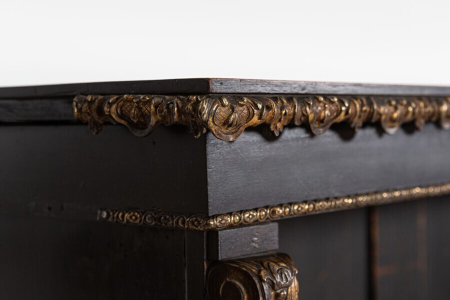 Antique 19thC Ebonised Gilt-Bronze Open Bookcase