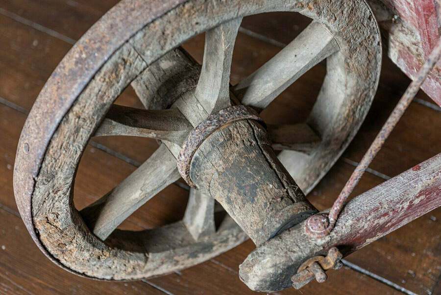 Antique 19th Century French Oak Wheelbarrow