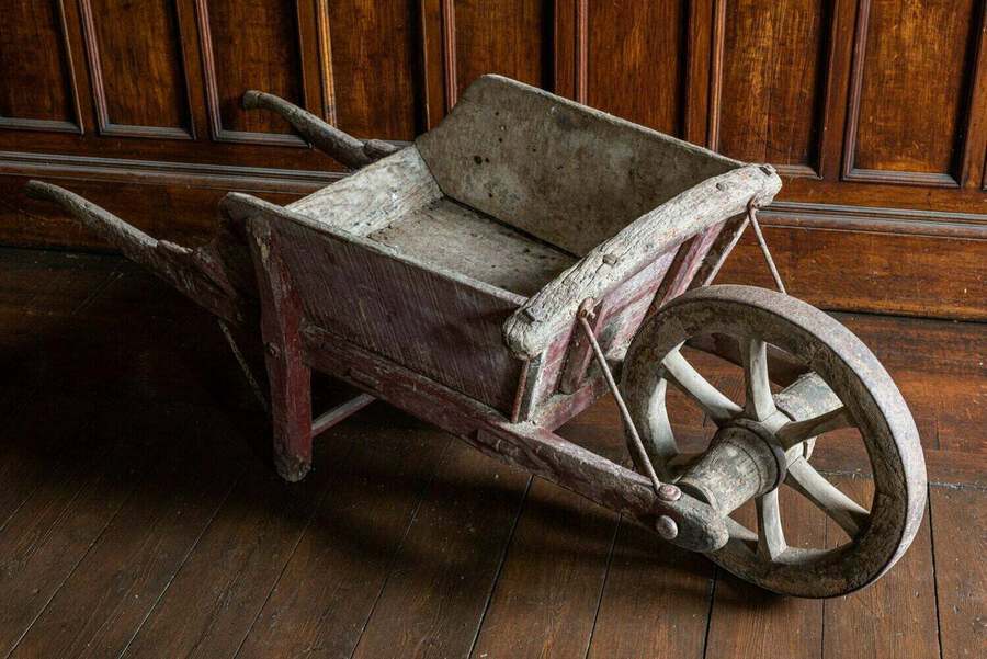 Antique 19th Century French Oak Wheelbarrow