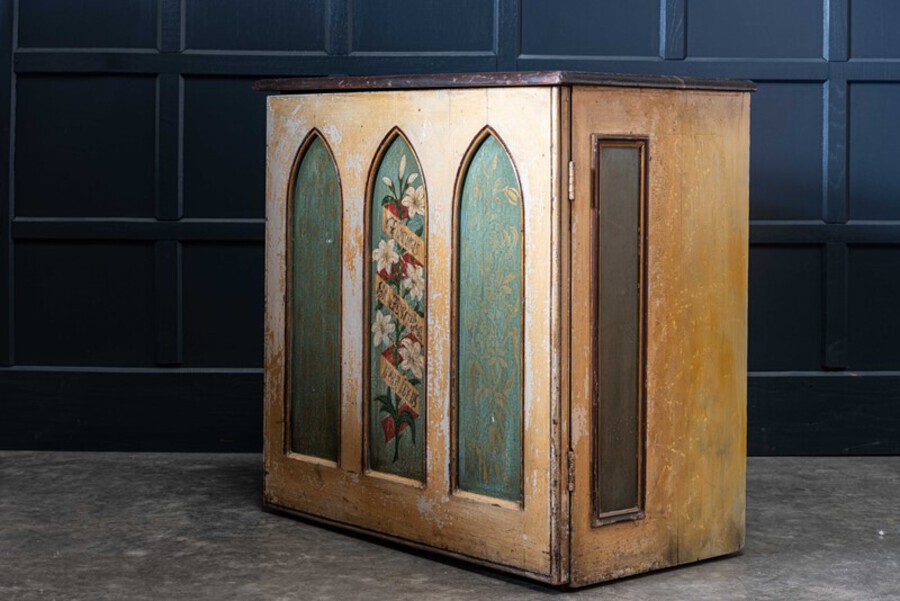 Antique Decorative Painted Chapel Cupboard