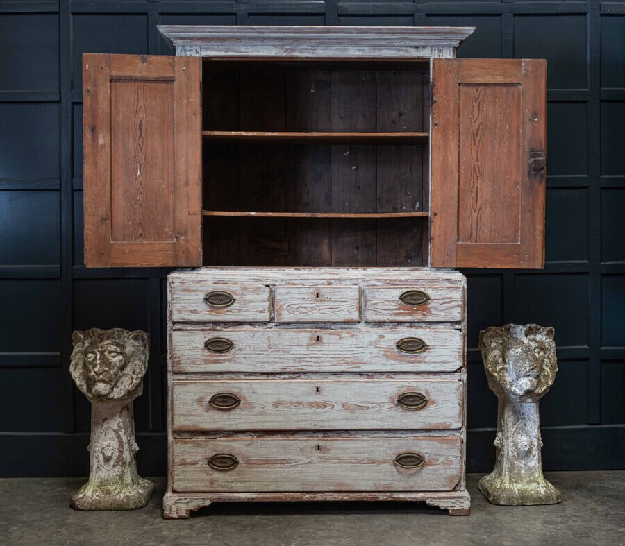 Antique 18th Century Scottish Linen Press, Housekeepers Cupboard