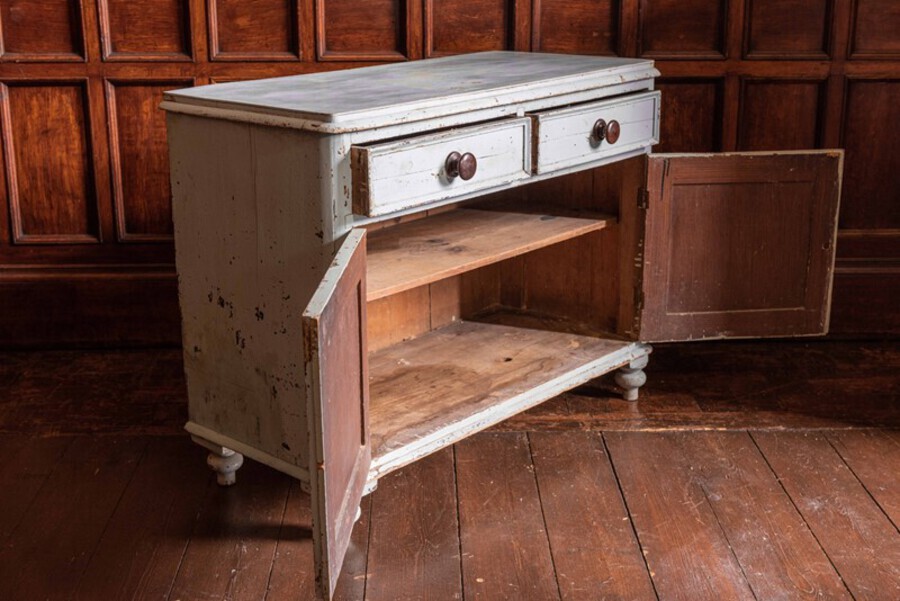 Antique Painted Pine Dresser Base / Cupboard
