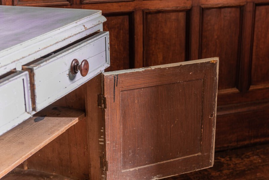 Antique Painted Pine Dresser Base / Cupboard