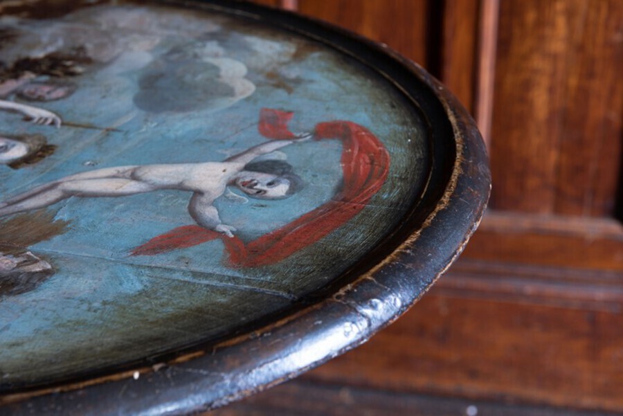 Antique 18thC Painted Mahogany Tilt Top Tripod Table