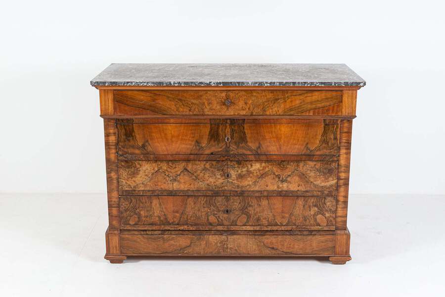 Antique 19thC Large French Walnut Marble Top Commode 