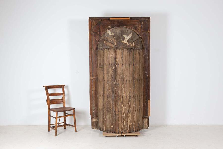 Antique English Georgian Painted Glazed Barrell Back Corner Cupboard