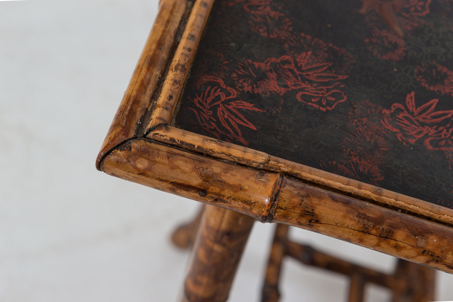 Antique 19thC Chinoiserie Bamboo Side Table 