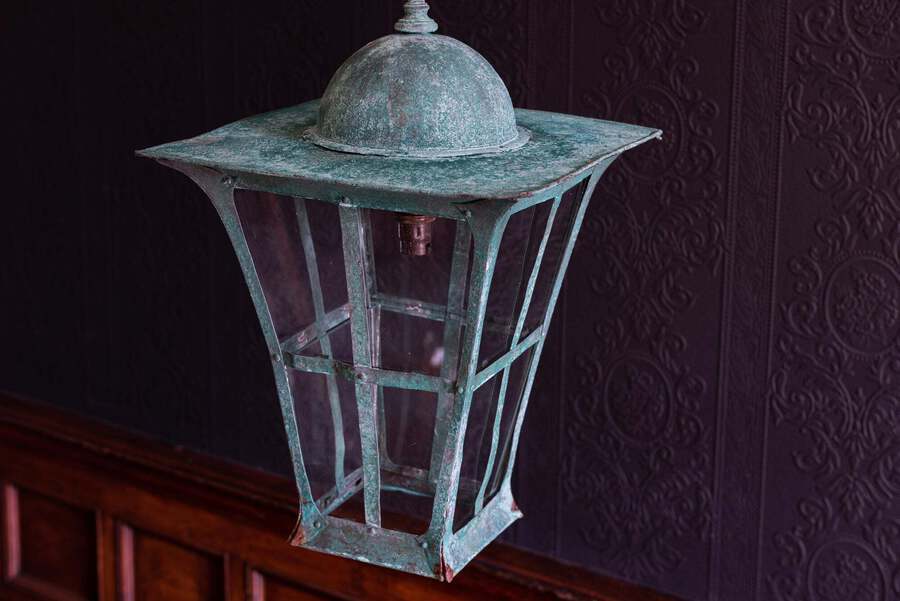 Antique Verdigris Copper Arts & Crafts Lantern