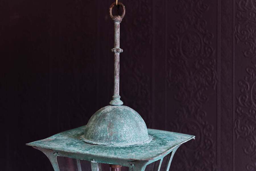 Antique Verdigris Copper Arts & Crafts Lantern