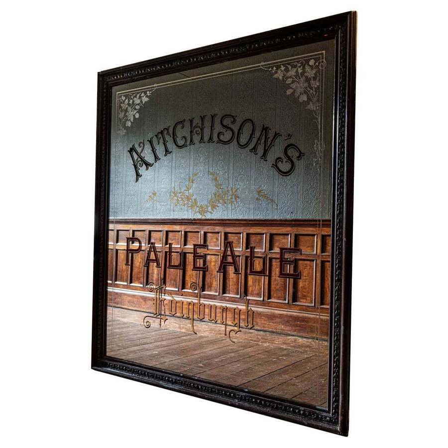 Huge 19th Century 'Aitchisons' Pale Ale Edinburgh Brewery Advertising Mirror