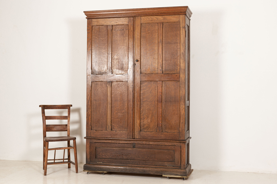 Antique Large English Oak Haberdashery Collectors Cabinet