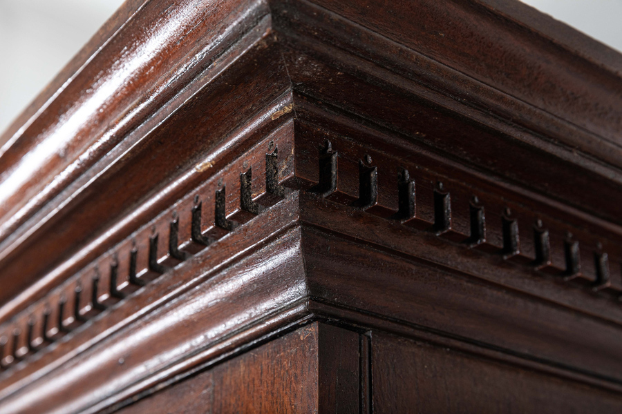 Antique English George III Oak Breakfront Housekeepers Cupboard
