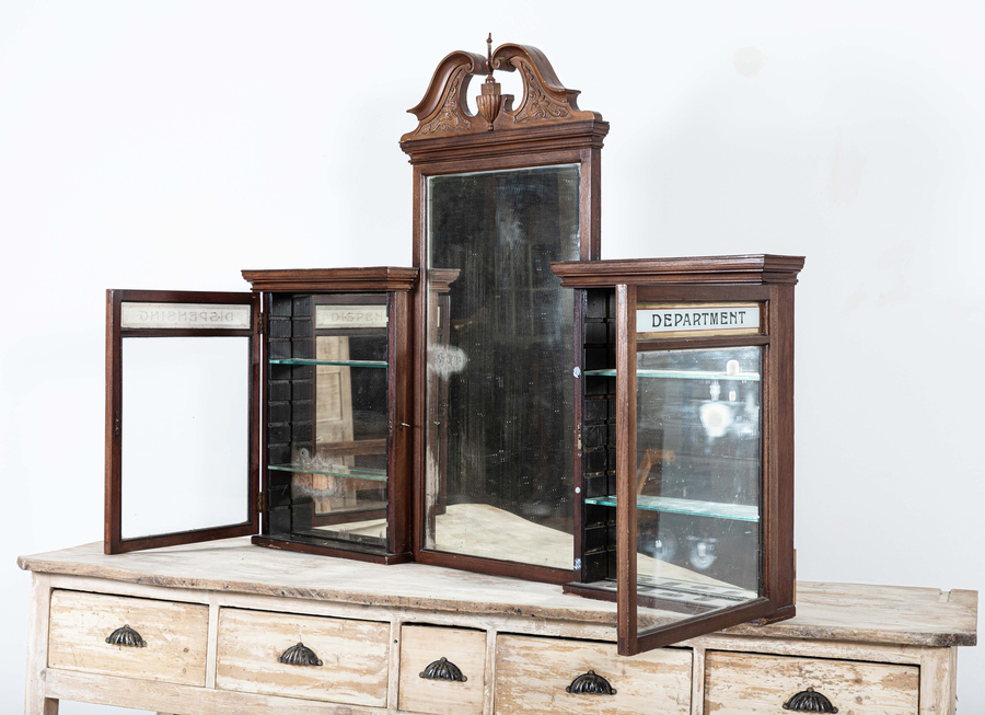Antique 19thC Mahogany Pharmacy Cabinet