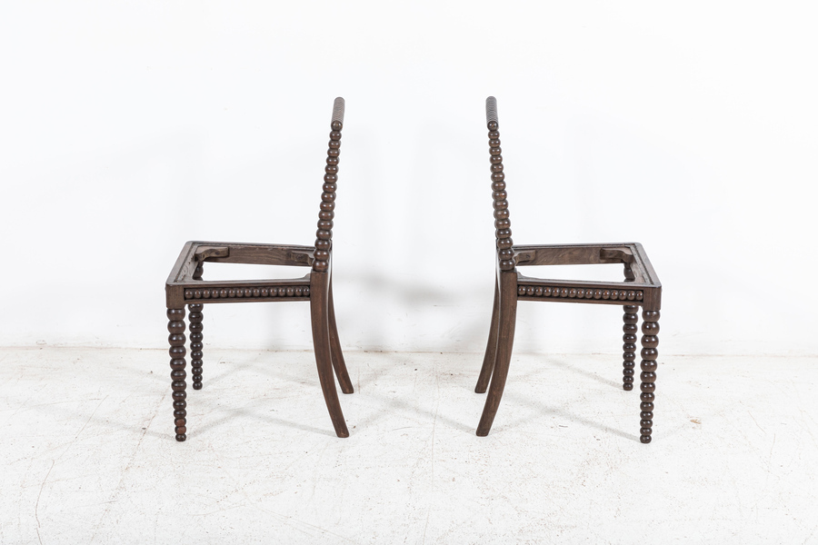 Antique Pair 19thC English Mahogany Bobbin Chairs