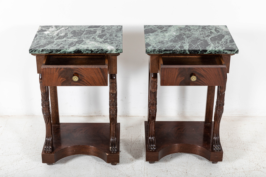 Antique Pair French Swan Neck Bedside Tables