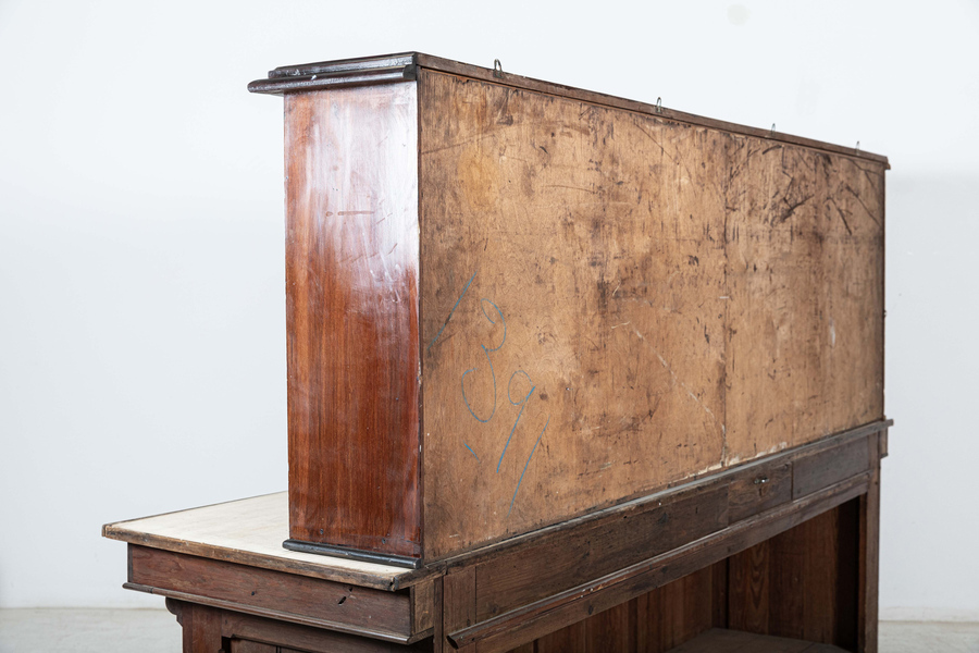 Antique Large 19thC English Mahogany Glazed Apothecary Wall Cabinet