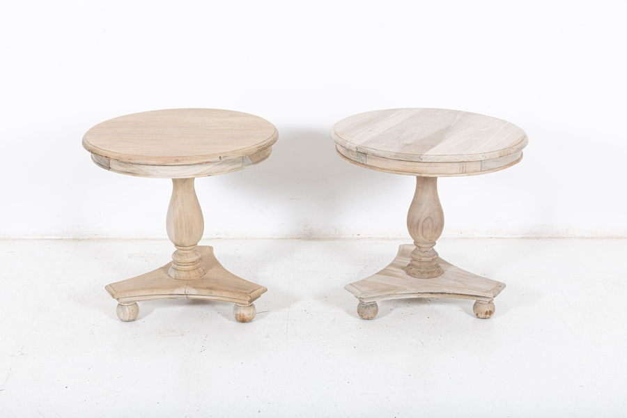 Antique Pair French Bleached Fruitwood Side Tables	