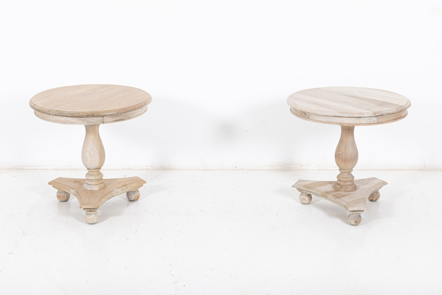 Antique Pair French Bleached Fruitwood Side Tables	