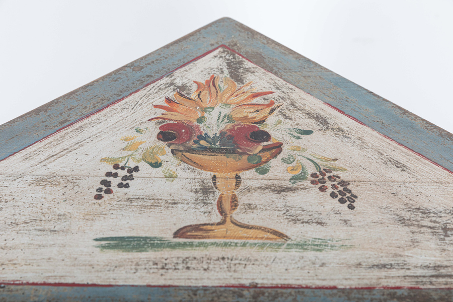 Antique 19thC Provincial Italian Painted Corner Cupboard	