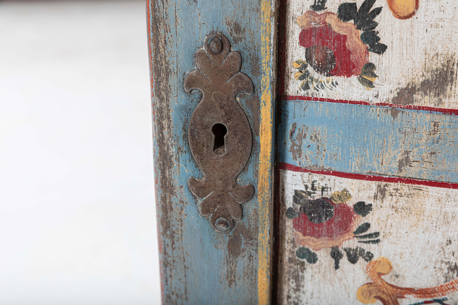 Antique 19thC Provincial Italian Painted Corner Cupboard	
